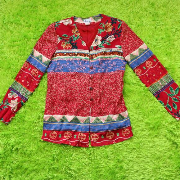 Vintage Justin B. Jones Long Sleeve Button Up Blouse, 10 - Picture 1 of 4